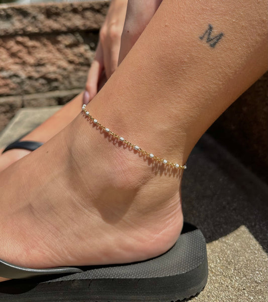 White Bead Anklet