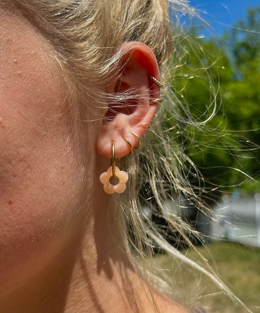 Pink Flower Hoops