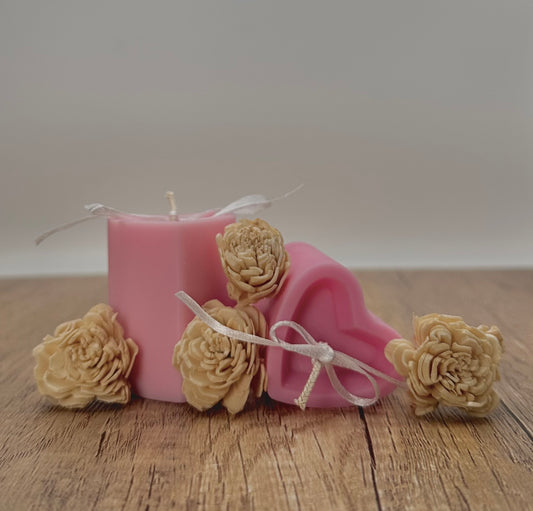 Small Heart Pillar Candles